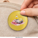 Lemon Still Life Pinback Button, Watercolor Painting Badge, Pink Lemonade Art, Gift for Her, Summer Aesthetic Accessories - Tawshia