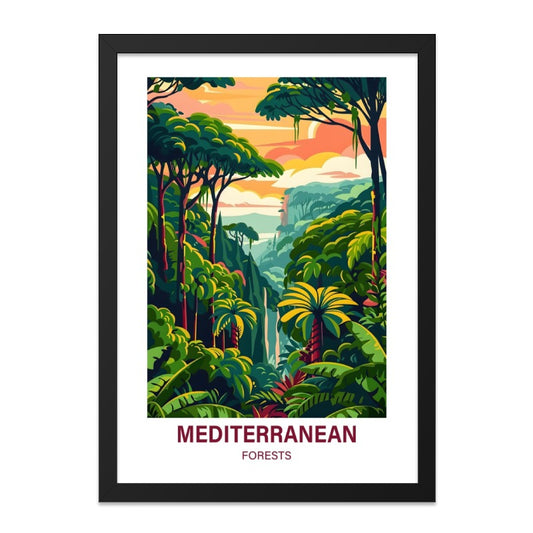 Mediterranean Forest Wall Art, Tropical Jungle Print, Colorful Nature Scenery, Exotic Landscape Poster, Home Decor - Tawshia
