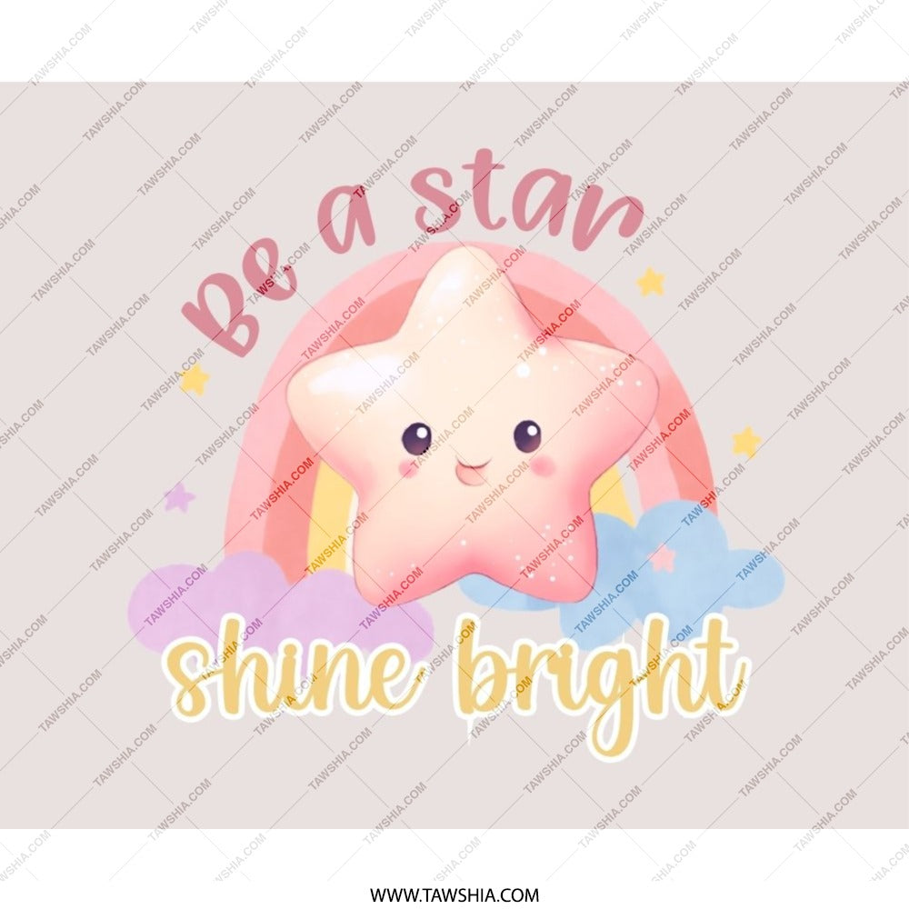 Be A Star Mouse Pad, Shine Bright, Kawaii Star, Cute Rainbow, Inspirational Mousepad, Motivational Desk Decor, Office Accessory - Tawshia