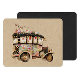 Vintage Colorful Patchwork Bus Design Mouse Pad product