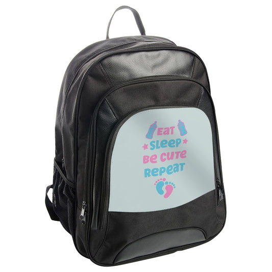 Eat Sleep Be Cute Repeat BackPack, Baby Shower BackPack, New Parent BackPack, Baby Feet BackPack, Cute BackPack, Gift BackPack - Tawshia