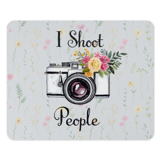 Camera Mouse Pad, Photographer Gift, Watercolor Floral, Office Decor, I Shoot People, Photography Lover, Funny Desk Accessories - Tawshia