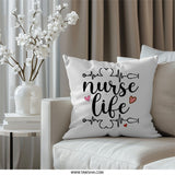 Nurse Life Pillow, Healthcare Worker Gift, Nurse Appreciation, Nursing School Decor, Medical Professional, Heartbeat, Stethoscope Art - Tawshia