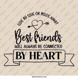 Best Friends Pinback Button, Side By Side Miles Apart Button, Friendship Gift Pinback, Bestie Pin, Gift For Friend, Heart Pinback Button - Tawshia