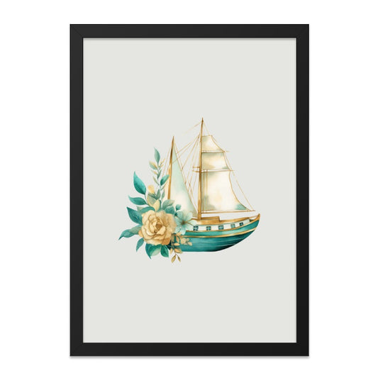 Floral Sailboat Wall Art, Watercolor Boat Print, Nautical Decor, Coastal Wall Art, Elegant Maritime Gift, Home Decor, Dreamy Ocean Art - Tawshia
