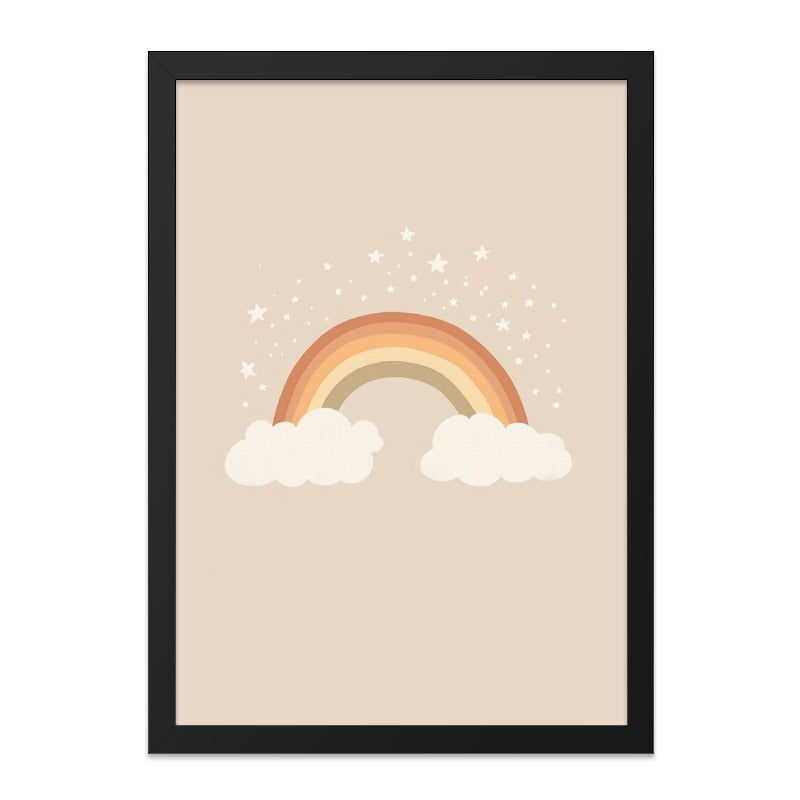 Boho Rainbow Wall Art, Neutral Nursery Decor, Stars Cloud Art, Modern Kids Room Art, Playroom Wall Art, Gender Neutral Decor - Tawshia