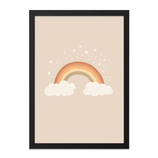 Boho Rainbow Wall Art, Neutral Nursery Decor, Stars Cloud Art, Modern Kids Room Art, Playroom Wall Art, Gender Neutral Decor - Tawshia
