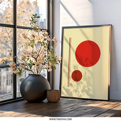 Geometric Wall Art Print, Modern Circle Art, Abstract Minimalist Design, Red Dot Art, Contemporary Home Decor, Simple Wall Decor - Tawshia