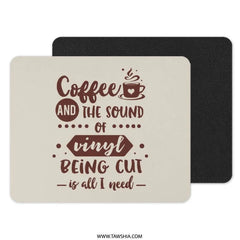 Coffee and Vinyl Mouse Pad, Music Lover Gift, Office Decor, Funny Desk Accessory, Coffee Lover Gift, Unique Mousepad Gift - Tawshia