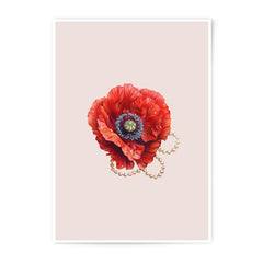 Red Poppy Flower Photographic Prints, Botanical Wall Art, Floral Home Decor, Pearl Jewelry Art Prints, Nature Inspired Gift, Fine Art Print - Tawshia