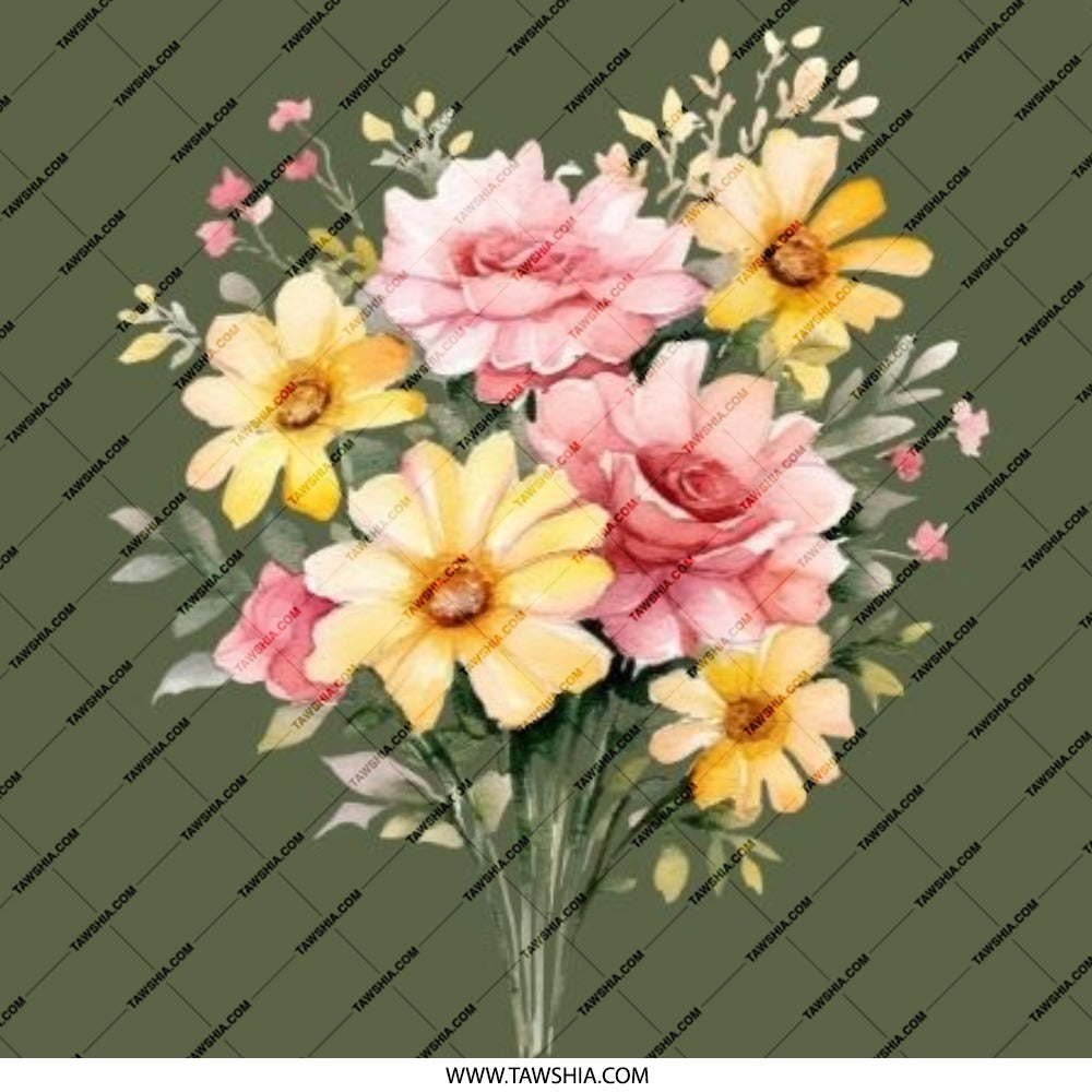 Floral Bouquet Pinback Button, Pink Roses Daisies Pin, Green Aesthetic Button, Flower Lover Gift, Botanical Badge, Cute Pin Buttons - Tawshia