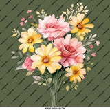 Floral Bouquet Pinback Button, Pink Roses Daisies Pin, Green Aesthetic Button, Flower Lover Gift, Botanical Badge, Cute Pin Buttons - Tawshia