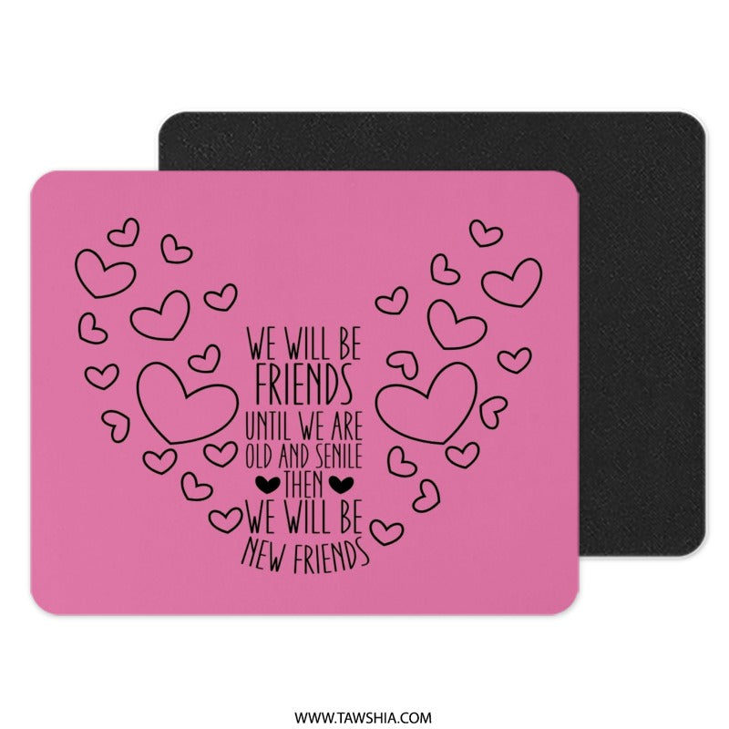 Best Friends Forever Mouse Pad, Friendship Quote Mousepad, Cute Heart Mouse Pad, Friends Gift Idea, Desk Accessory - Tawshia