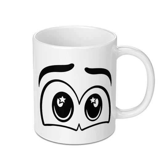 Cute Kawaii Eyes Mug, Funny Expression Mug, Gift For Her, Gift For Him, Anime Mug, Manga Mug, Starry Eyed Mug, White Mug - Tawshia