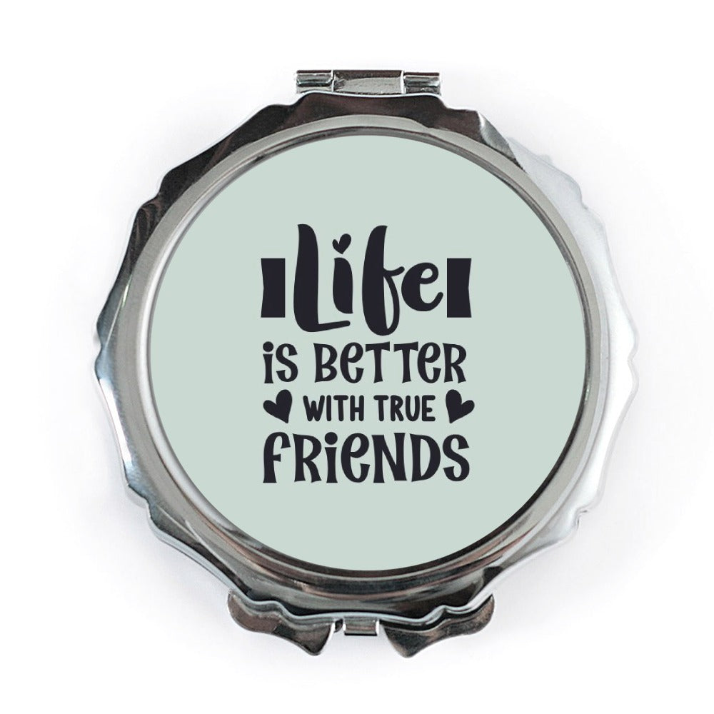 Life is Better with Friends Pocket Mirror, Friendship Gift, Best Friend Present, Cute Mirror, Birthday Gift for Friend - Tawshia