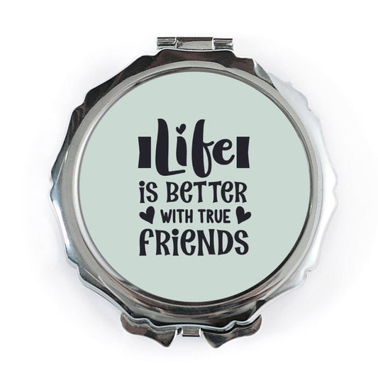 Life is Better with Friends Pocket Mirror, Friendship Gift, Best Friend Present, Cute Mirror, Birthday Gift for Friend - Tawshia