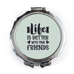 Life is Better with Friends Pocket Mirror, Friendship Gift, Best Friend Present, Cute Mirror, Birthday Gift for Friend - Tawshia