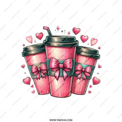 Coffee Love Pillow, Hearts Pillow, Pink Coffee Cup Pillow, Cute Coffee Art, Valentines Day Decor, Drink Lover Gift, Home Decor Pillow - Tawshia