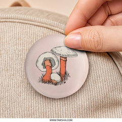Mushroom Pinback Button, Fungi Badge, Nature Lover Gift, Vintage Style Pin, Mushroom Illustration, Botanical Art, Unique Accessory - Tawshia