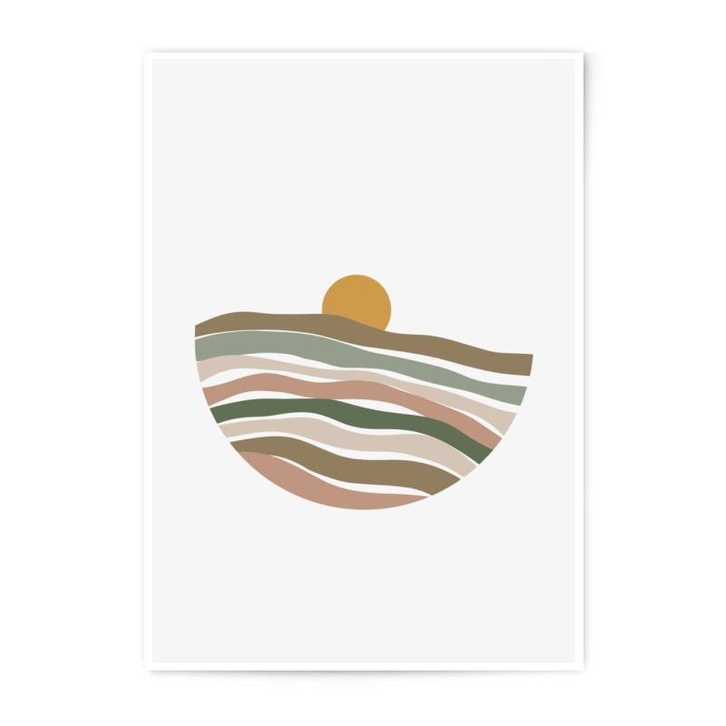 Minimalist Landscape Photographic Print, Abstract Sun Art, Boho Wall Decor, Earth Tone Art Print, Modern Home Decor, Sunrise Wall Art - Tawshia