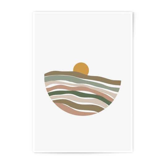 Minimalist Landscape Photographic Print, Abstract Sun Art, Boho Wall Decor, Earth Tone Art Print, Modern Home Decor, Sunrise Wall Art - Tawshia