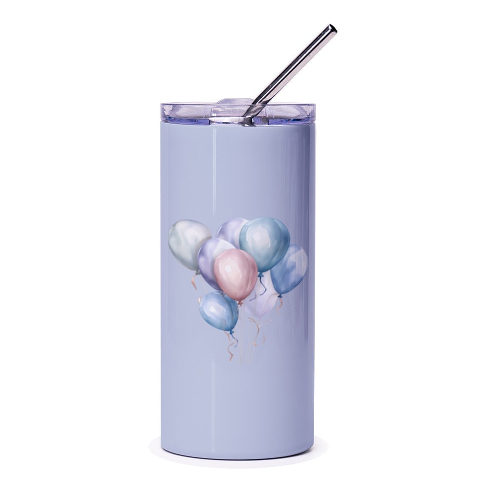 Balloons Tumbler, Celebration Tumbler, Party Tumbler, Pastel Balloons, Birthday Tumbler, Cute Tumbler, Gift for Her, Everyday Tumbler - Tawshia