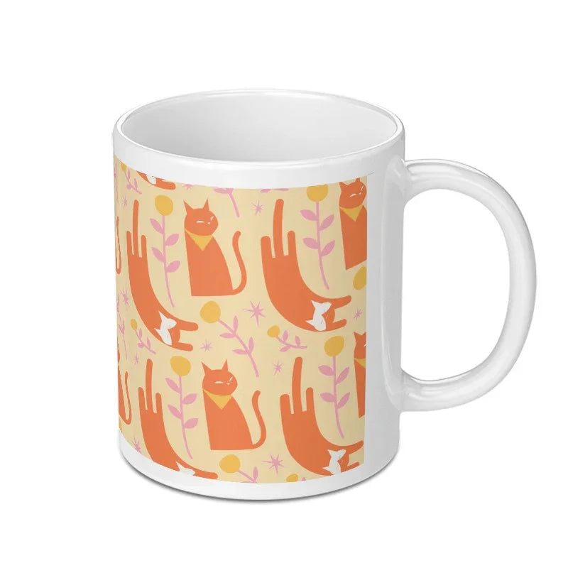 Playful Orange Cat Pattern Ceramic Mug product type