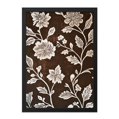 Floral Wall Art Print, Brown Botanical Decor, White Flower Artwork, Elegant Home Decor, Nature Inspired Art - Tawshia