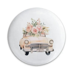 Floral Car Pinback Button, Vintage Auto Badge, Flower Power Accessory, Cute Car Button, Stylish Gift, Retro Car Lapel Pin, Trendy Pinback - Tawshia