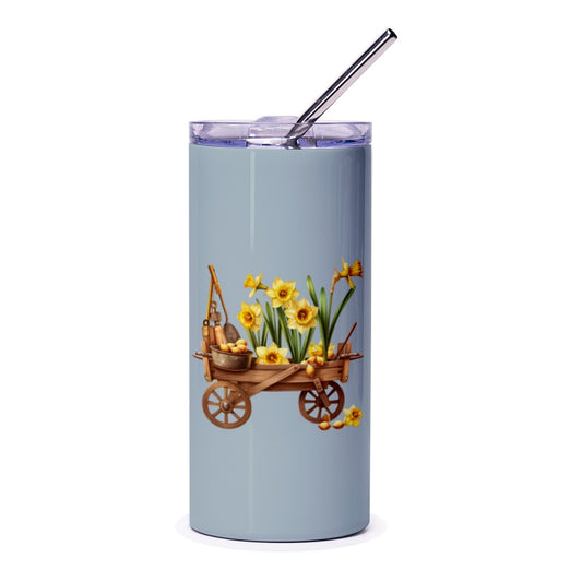 Daffodil Tumbler, Spring Flower Tumbler, Floral Cart Design, Garden Tumbler, Cute Tumbler, Gift For Her, Tumbler With Straw - Tawshia