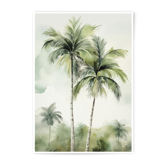 Tropical Palm Photographic Print, Watercolor Palm Trees Art, Beach Decor, Coastal Wall Art, Summer Prints, Home Decor, Island Vibes Art - Tawshia