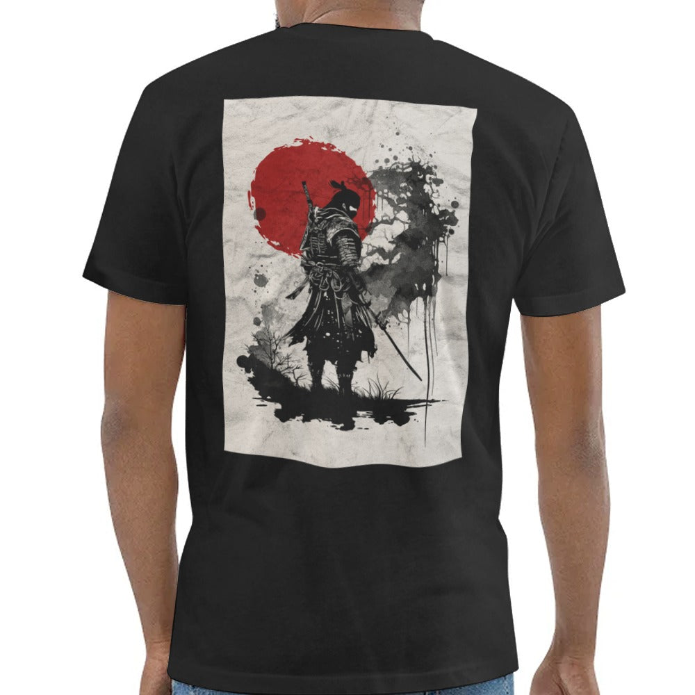 Samurai Warrior with Red Sun Design T-shirt product type