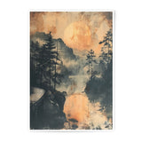 Moonlit Lake Photographic Print, Tranquil Landscape Art, Misty Forest Scenery, Nature Wall Decor, Peaceful Home Print - Tawshia