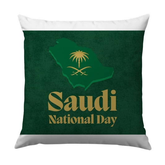 Saudi National Day Pillow, Green and Gold Design, Decorative Throw Pillow, Unique Home Decor, National Day Gift Idea, Saudi Arabia Pillow - Tawshia