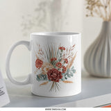 Floral Bouquet Mug, Watercolor Flower Coffee Cup, Elegant Botanical Tea Mug, Artistic Drinkware, Unique Floral Design Mug - Tawshia