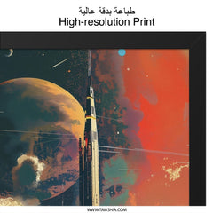 Sci Fi Wall Art, Futuristic Cityscape Print, Space Station Artwork, Fantasy Landscape, Retro Sci Fi Decor, Science Fiction Gift - Tawshia