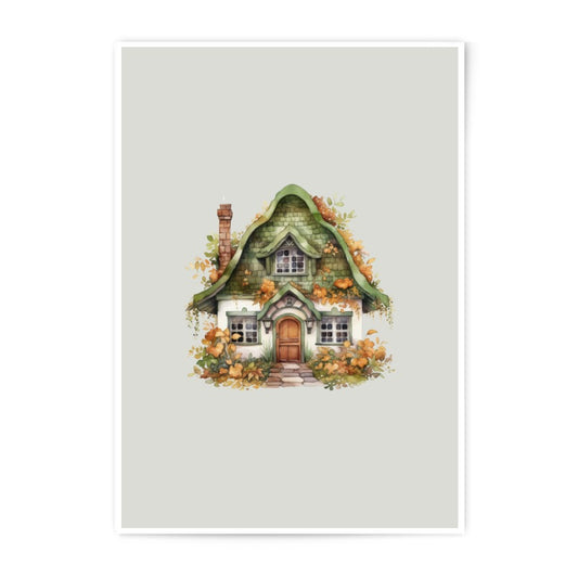 Cottagecore Photographic Prints, Watercolor House Art, Whimsical Home Decor, Fairy Tale Cottage Print, Fantasy Art, Unique Wall Art - Tawshia