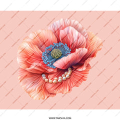Poppy Mouse Pad, Floral Desk Mat, Office Decor, Unique Mousepad, Pearl Flower, Stylish Computer Accessory, Gift for Her, Pink - Tawshia