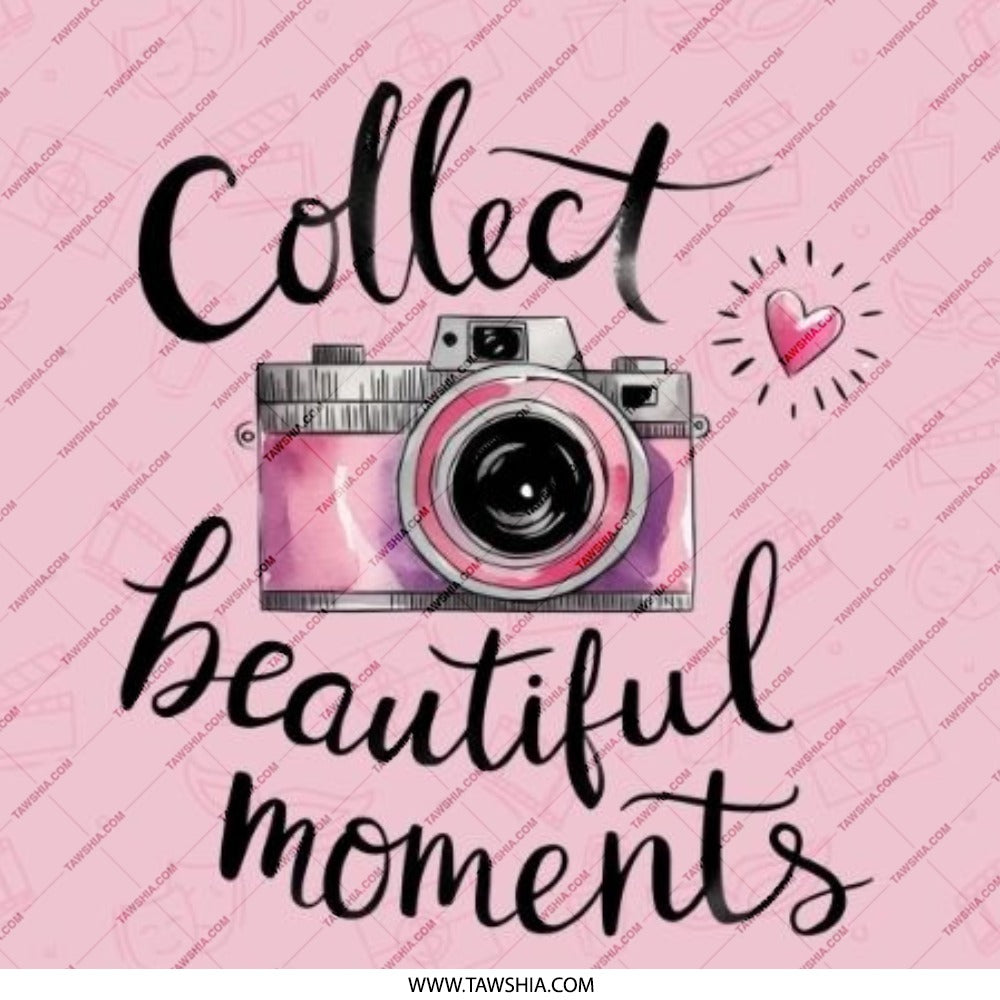 Collect Beautiful Moments Pinback Button, Photographer Gift, Pink Camera, Quote Pinback Button, Inspiration Pin, Positive Vibes - Tawshia