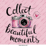 Collect Beautiful Moments Pinback Button, Photographer Gift, Pink Camera, Quote Pinback Button, Inspiration Pin, Positive Vibes - Tawshia