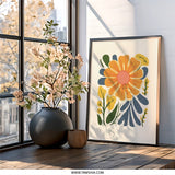 Abstract Floral Wall Art, Modern Flower Print, Botanical Art Decor, Trendy Home Wall Decor, Minimalist Floral Design - Tawshia
