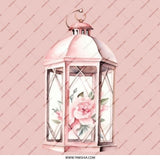 Pink Lantern Pinback Button, Floral Lantern Art Button, Pretty Lantern Badge, Rose Accent Button, Gift for Her, Decorative Accessory - Tawshia