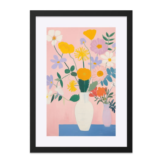 Colorful Flower Still Life Wall Art, Floral Painting Print, Botanical Illustration, Vase Art, Contemporary Home Decor, Fresh Art Print - Tawshia