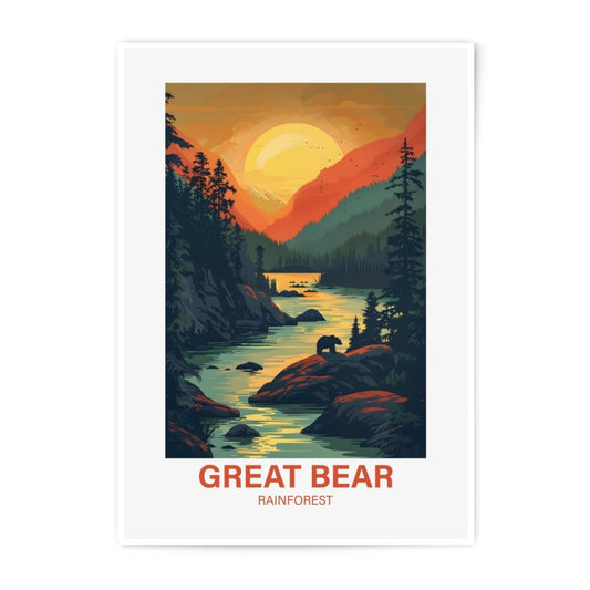 Great Bear Rainforest Photographic Print, Wildlife Wall Art, Landscape Photography, Nature Photography, Sunset Poster, Wildlife Decor - Tawshia
