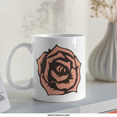 Rose Flower Mug, Floral Design Coffee Mug, Beautiful Rose Artwork, Gift Idea, Unique Mug, Flower Lover Gift, Elegant Tea Cup (139 - Tawshia