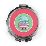 Kawaii Macaron Pocket Mirror, Cute Foodie Gift, Pink and Blue Sweets Compact, Makeup Mirror, Aesthetic Mirror, Travel Size Mirror - Tawshia
