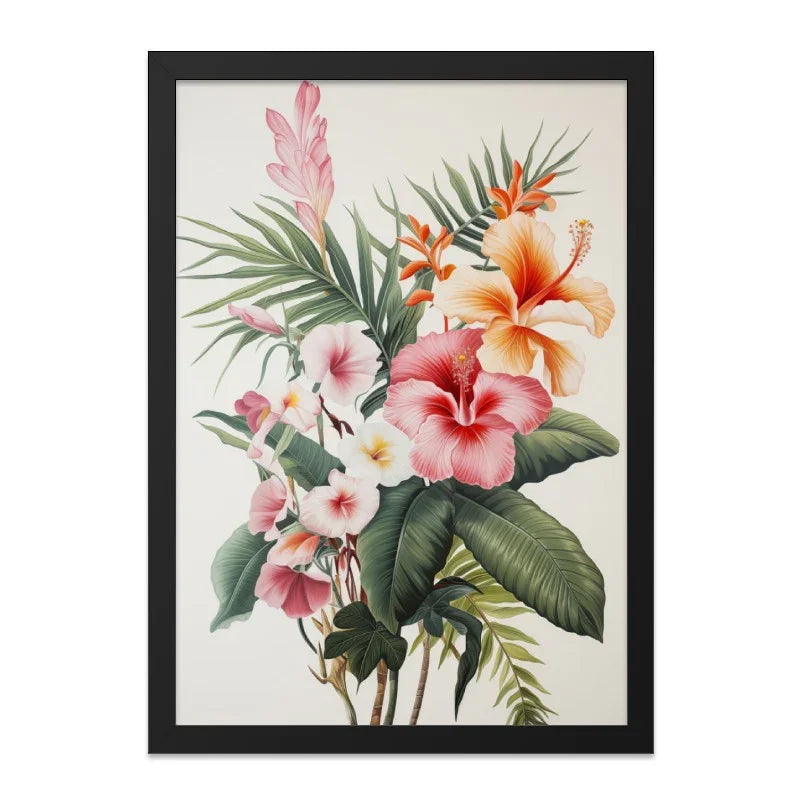 Tropical Floral Wall Art, Hibiscus Flower Print, Exotic Flower Bouquet, Botanical Wall Decor, Hawaiian Flower Art Print, Summer Decor - Tawshia