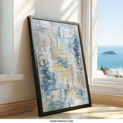 Abstract Wall Art, Modern Art Print, Blue and Gold Art, Textured Art, Home Decor, Contemporary Wall Decor, Living Room Art - Tawshia