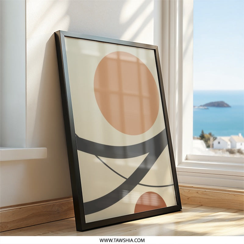 Abstract Shapes Wall Art, Geometric Prints, Contemporary Art, Modern Home Decor, Circle Art, Beige and Brown Art, Minimalist Wall Art - Tawshia