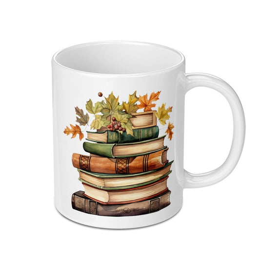 Autumn Books Mug, Fall Reading Mug, Book Lover Gift, Library Mug, Reader Gift, Cozy Mug, Gift for Teacher, Fall Decor Mug - Tawshia